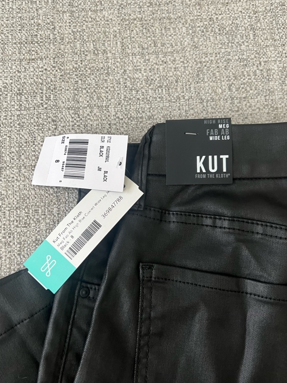 Kut from the Kloth Meg Fab Ab High Rise  Coated Wide Leg Jean - 8 - Picture 4 of 4